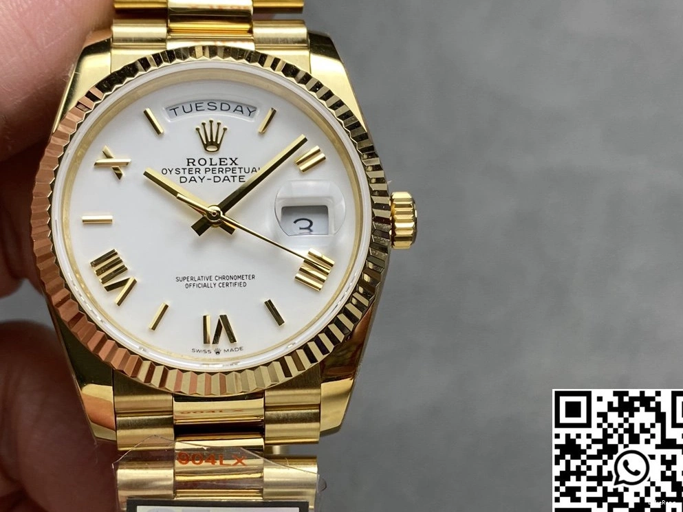 v5 Day 36mm Factory Dial Date White QF Yellow Rolex M128238-0113 Tungsten Steel Gold 1214